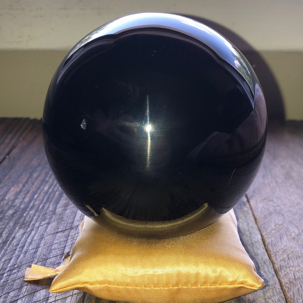 NWT 6 inch Made In Mexico Authentic Obsidian Sphere with Velvet Travel Pouch &
